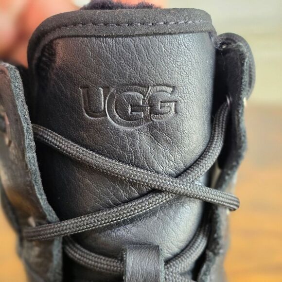 UGG Neumel High Weather Black Birch Tan Leather Boots Fur Women's 8 New 1158208 - Picture 9 of 11